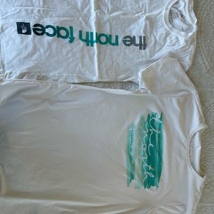 Two the north face white t shirts xs